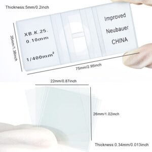 ADAMAS-BETA Hemocytometer with 100Pcs Coverslips Improved Neubauer Hemocytometer Blood Counting Chamber Yeast Cell Counter