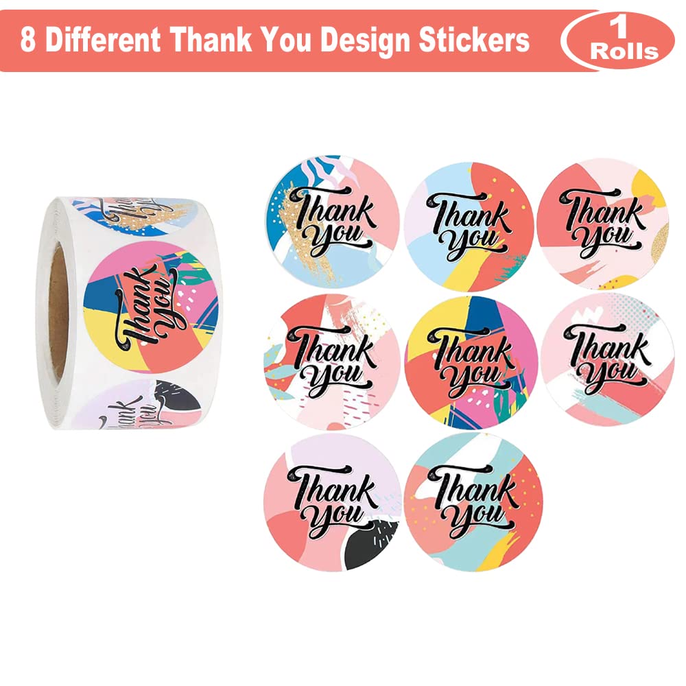 Hohamn 1.5" Thank You Stickers Roll, 500PCS Thank You Art Stickers Label for Wedding, Baby Shower, Birthday Party, Baking Packaging, Envelope Seals