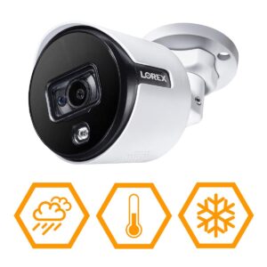 Lorex 5MP Super HD Weatherproof Indoor/Outdoor Add-On Analog Bullet Security Camera w/Warning Light and Remote-Triggered Sirens & Color Night Vision(Renewed)