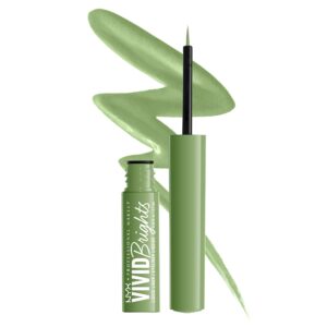 nyx professional makeup vivid brights liquid liner, smear-resistant eyeliner with precise tip - ghosted green