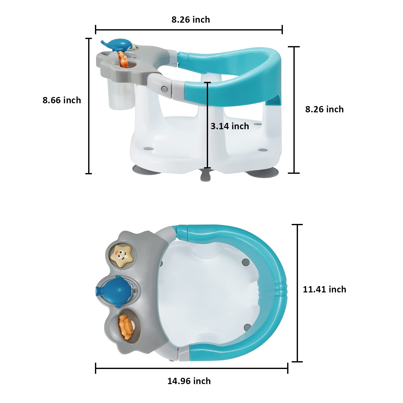 Baby Bath Seat, Infant Bath Seat, Bath Seat for Baby,Baby Bathtub Seat for Sit-Up 6-36 Months 4 Suction Cups Stability (White)