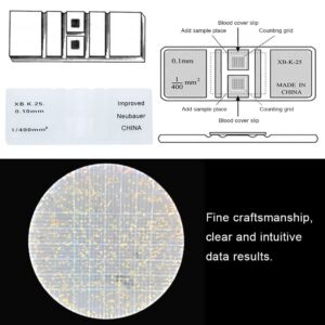 ADAMAS-BETA Hemocytometer with 100Pcs Coverslips Improved Neubauer Hemocytometer Blood Counting Chamber Yeast Cell Counter