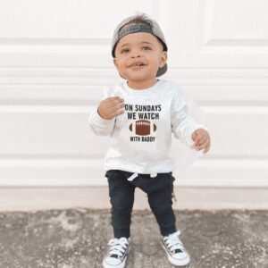 Lamuusaa Toddler Kid Baby Girl Boy On Sunday We Watch Football with Mommy/Daddy Sweatshirt Oversized Sweater Fall Clothes (Football with Daddy, 2-3 Years)