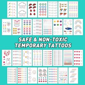 Metker Tattoos for Kids - 150 Sheets(1700 Mixed Styles Patterns) | Temporary Tattoos Stickers for Girls and Boys | Goody Bag Favor for Parties | Non-toxic、Skin-Safe*、Cosmetic-Grade