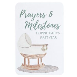 prayer & milestone cards for baby's first year, monthly baby milestone cards, unique first time mom gift, religious baby shower gifts, gender neutral baby keepsake (classic neutral)