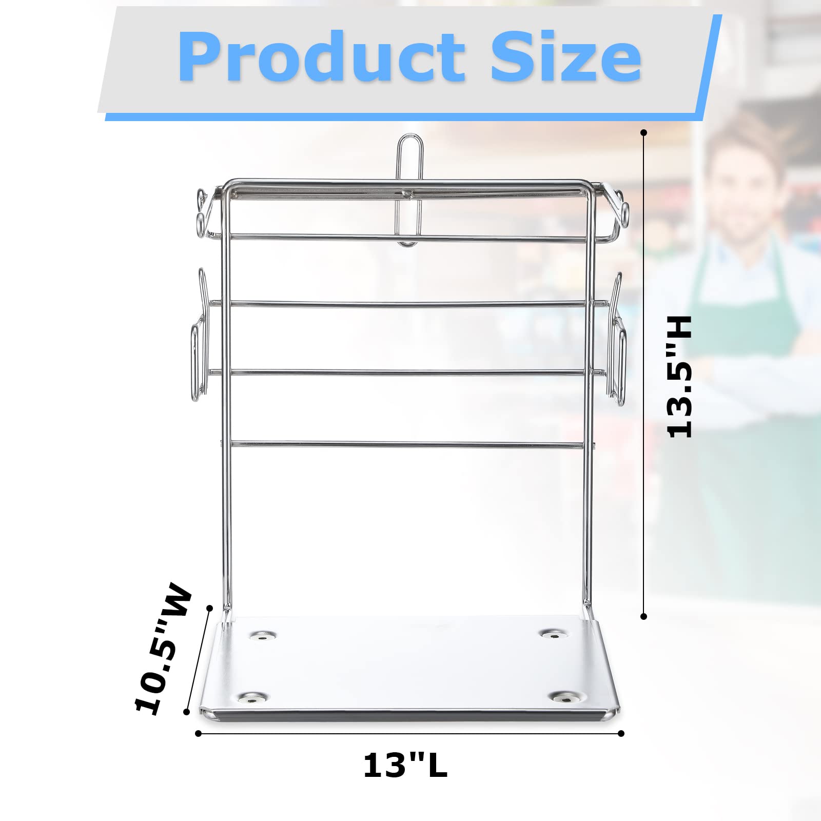 2 Pack Plastic Grocery Bag Holder Fits 11½" W x 6.5" D x 21" H Bag Unit Measures 12" W x 12" l x 16" H Chrome T Shirt Bag Rack with Metal Base for Restaurant, Business, Office, Home, Kitchen, Garage