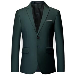 Mens Lightweight Slim Fit Suit Jacket 2 Button Solid Color Business Blazer Casual Daily Wedding Party Sport Coats (Dark Green,6X-Large)