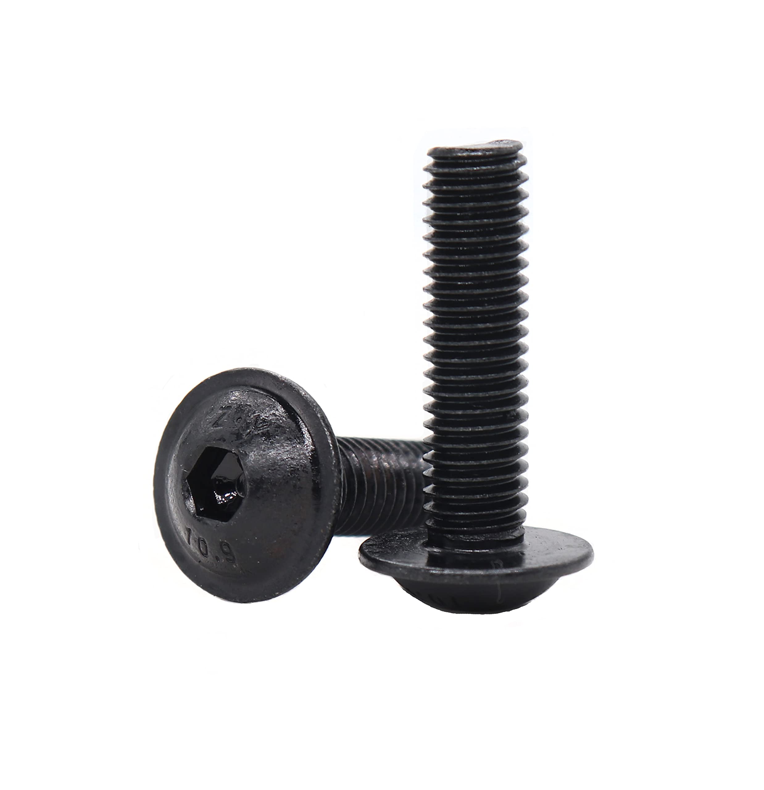 10pcs M8-1.25 x 35mm Flanged Button Head Socket Cap Screw Bolts, Allen Socket Drive, Black Oxide Finish, Carbon Steel 10.9 Grade,DIN7380