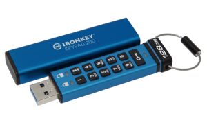 kingston ironkey keypad 200 128gb encrypted usb | alphanumeric keypad | multi-pin access | xts-aes 256-bit | fips 140-3 level 3 certified | brute force & badusb protection | ikkp200/128gb,blue