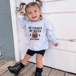 Lamuusaa Toddler Kid Baby Girl Boy On Sunday We Watch Football with Mommy/Daddy Sweatshirt Oversized Sweater Fall Clothes (Football with Daddy, 2-3 Years)