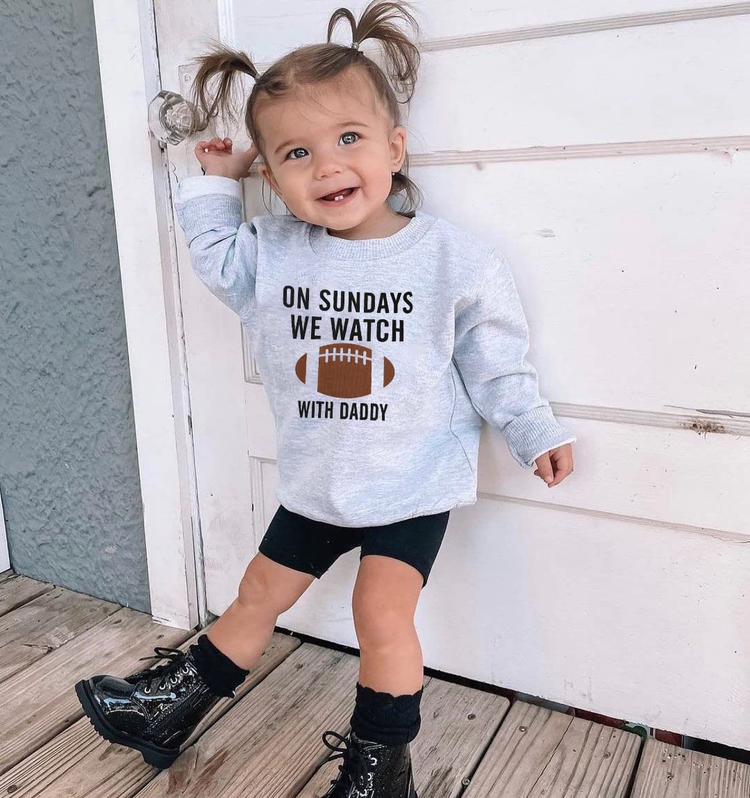 Lamuusaa Toddler Kid Baby Girl Boy On Sunday We Watch Football with Mommy/Daddy Sweatshirt Oversized Sweater Fall Clothes (Football with Daddy, 2-3 Years)