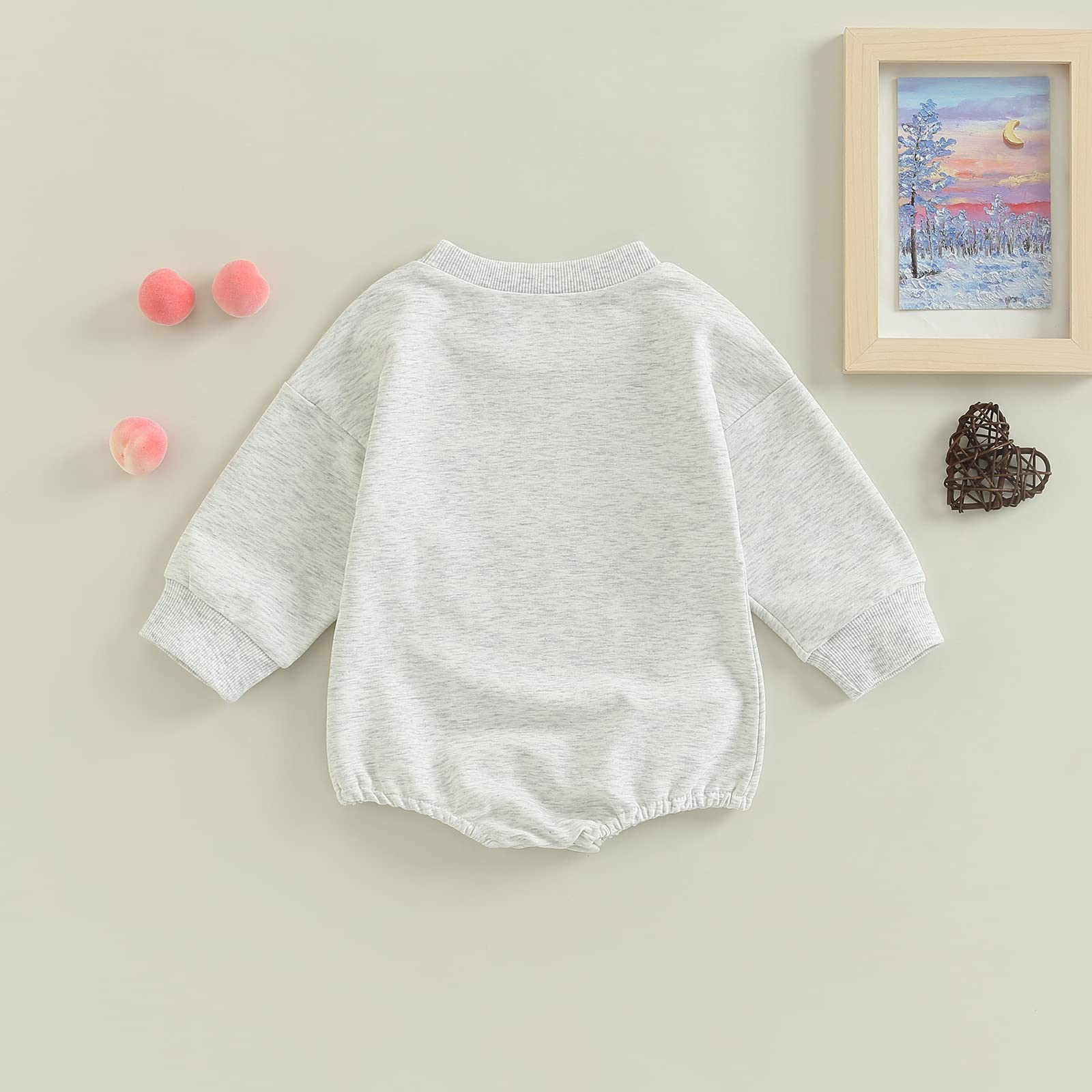 Hnyenmcko Western Baby Boy Girls Clothes Newborn Infant Cow Print Sweatshirt Romper Oversized Long Sleeve Bodysuit Fall Outfit (A-Gray, 0-3 Months)