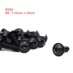 10pcs M8-1.25 x 35mm Flanged Button Head Socket Cap Screw Bolts, Allen Socket Drive, Black Oxide Finish, Carbon Steel 10.9 Grade,DIN7380