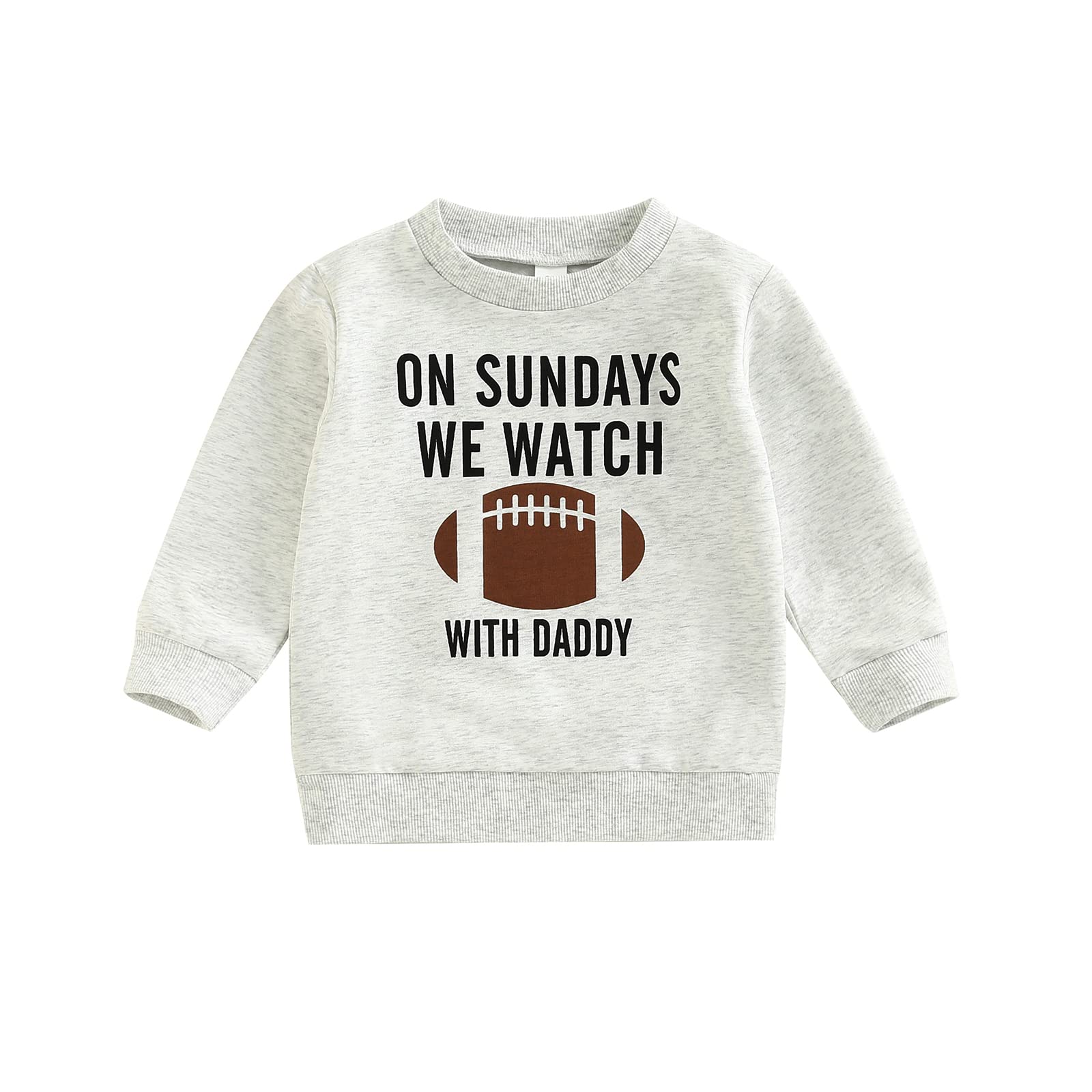 Lamuusaa Toddler Kid Baby Girl Boy On Sunday We Watch Football with Mommy/Daddy Sweatshirt Oversized Sweater Fall Clothes (Football with Daddy, 2-3 Years)