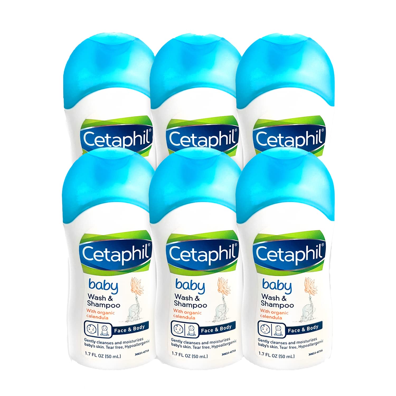 Baby Shampoo and Body Wash by Ceta phil, Travel size, Bulk, Tear free, Hypoallergenic, (Pack of 6), 1.7 fluid_ounces