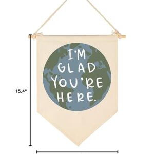 Glad You're Here-Inclusive Classroom Decor-Welcome Gift-Teacher Gift-Canvas Hanging Pennant Flag Banner Wall Sign Decor Gift-Birthday Christmas Gift