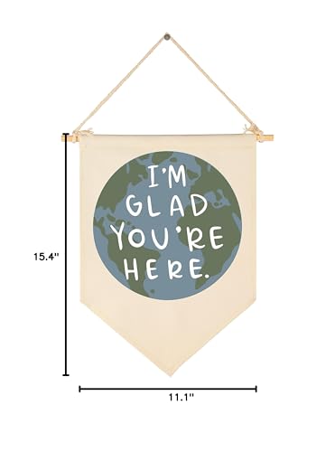 Glad You're Here-Inclusive Classroom Decor-Welcome Gift-Teacher Gift-Canvas Hanging Pennant Flag Banner Wall Sign Decor Gift-Birthday Christmas Gift