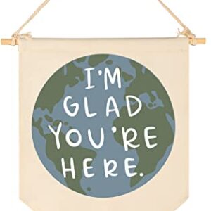 Glad You're Here-Inclusive Classroom Decor-Welcome Gift-Teacher Gift-Canvas Hanging Pennant Flag Banner Wall Sign Decor Gift-Birthday Christmas Gift