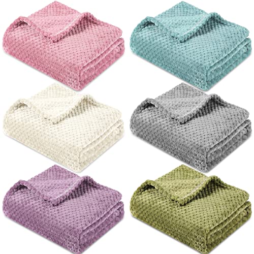 6 Pcs Baby Blanket Flannel Fuzzy Cozy Throw Blankets Soft Warm Fleece Sherpa Blanket for Newborn Infant and Toddler, Nursery Swaddling Blankets for Baby Kids,6 Colors (25 x 32 Inch)