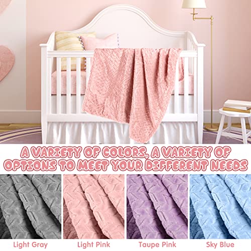 4 Pcs Baby Girl Blankets, Plush Flannel Baby Blanket, Soft and Warm Throw Blankets for Newborn Infant and Toddler, Fleece Blanket for Crib Stroller (30 x 40 Inch)