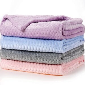 4 pcs baby girl blankets, plush flannel baby blanket, soft and warm throw blankets for newborn infant and toddler, fleece blanket for crib stroller (30 x 40 inch)