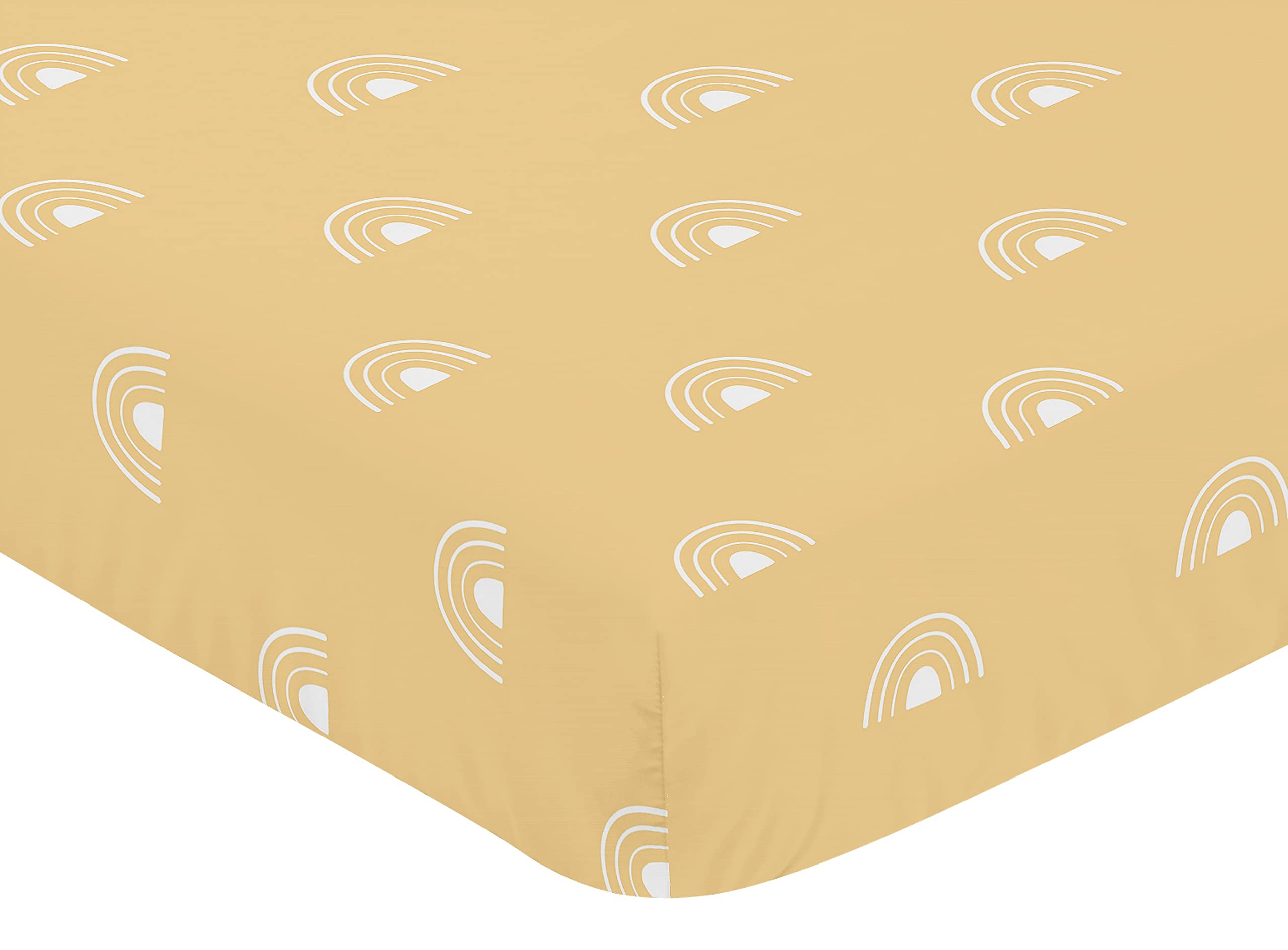 Sweet Jojo Designs Yellow Boho Rainbow Boy or Girl Fitted Crib Sheet Baby or Toddler Bed Nursery - Mustard Orange and White Celestial Sky Outdoors Nature Gender Neutral