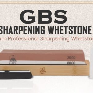 G.B.S Whetstone Knife Sharpening Stone 2 Sided Grit 3000/8000 Waterstone and Black Luxury Shaving Kit - Wood Straight Razor, Mug, Natural Soap, Brush, Alum block, Strop and Paste