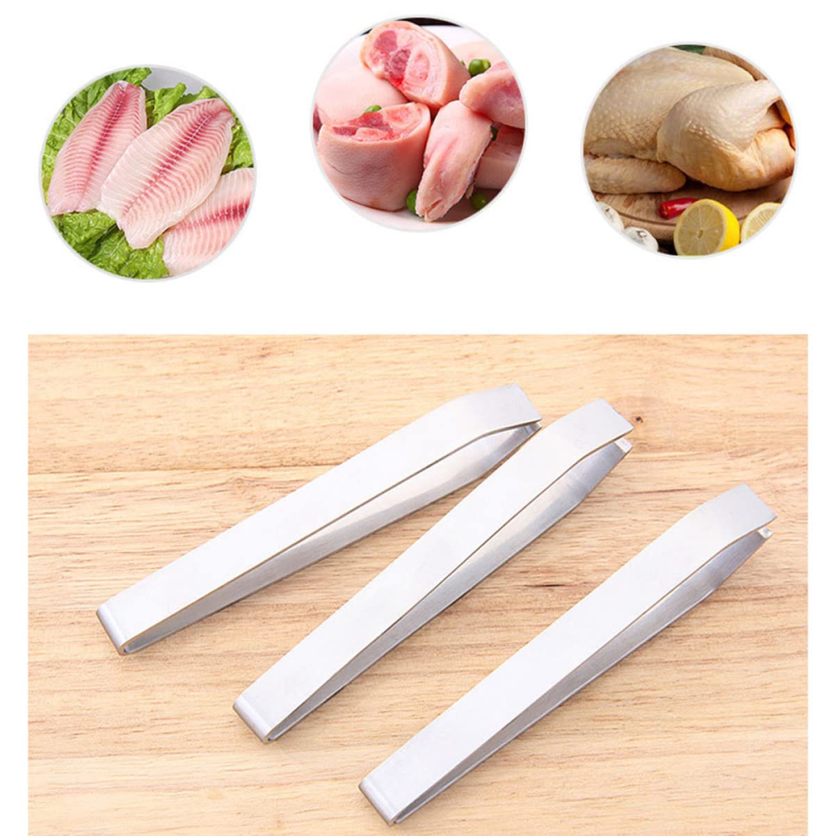 3 Pcs Fish Bone Tweezers Handmade Precision Tweezers for Kitchen Restaurant Home Flat Tip Pig Hair Removal Tool