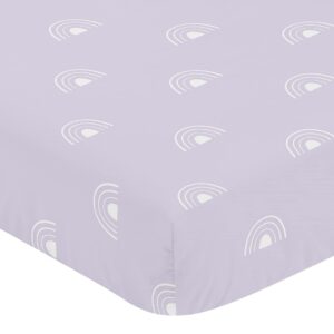 Sweet Jojo Designs Lavender Purple Boho Rainbow Girl Fitted Crib Sheet Baby or Toddler Bed Nursery - Light Lilac and White Celestial Sky Outdoors Nature Girl Shabby Chic