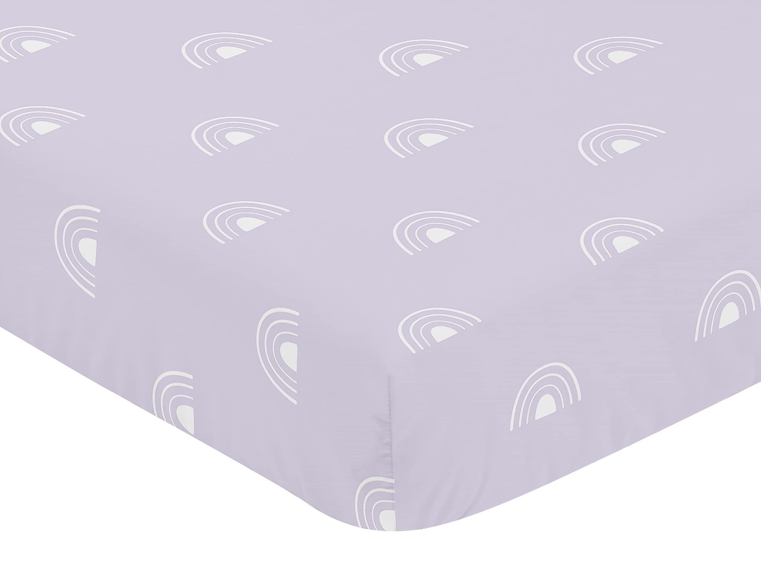 Sweet Jojo Designs Lavender Purple Boho Rainbow Girl Fitted Crib Sheet Baby or Toddler Bed Nursery - Light Lilac and White Celestial Sky Outdoors Nature Girl Shabby Chic