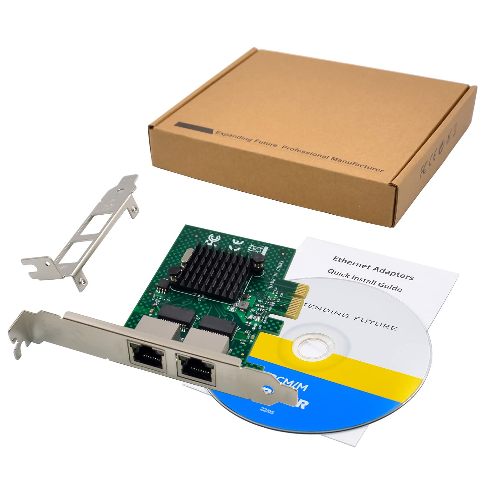 Dual-Port PCIe Gigabit Ethernet Server Adapter with NetXtreme BCM5720-2P Chipset PCI Express 1000M Network LAN Card for Windows Sever Linux Ubuntu VMware