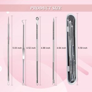 4PCS Blackhead Acne Removal Extractor, Curved Blackhead Tweezers Kit, Professional Stainless Pimple Acne Blemish Removal Tools Kit with Storage Box