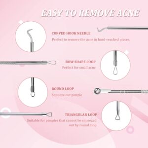 4PCS Blackhead Acne Removal Extractor, Curved Blackhead Tweezers Kit, Professional Stainless Pimple Acne Blemish Removal Tools Kit with Storage Box