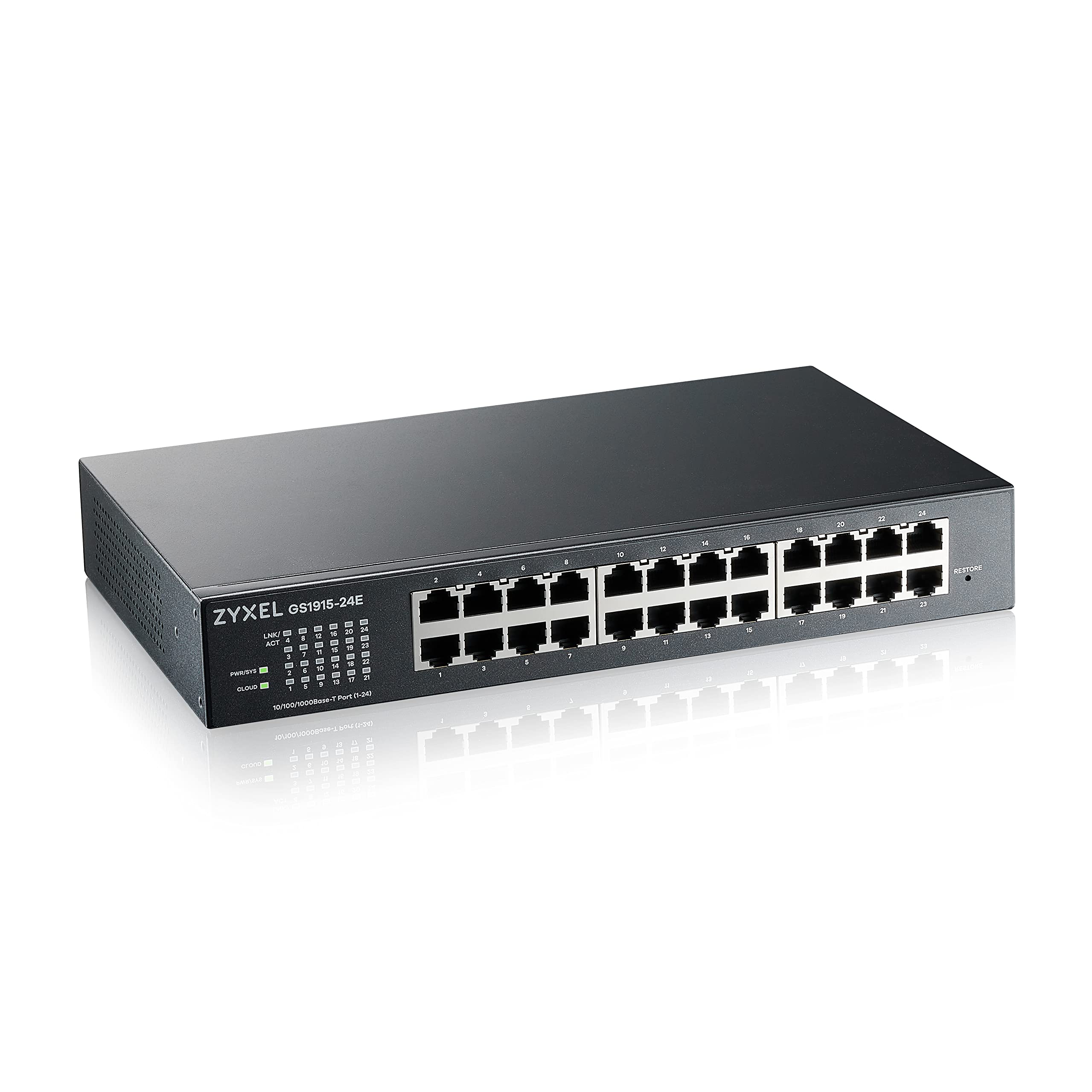 ZYXEL 24 Port Switch Gigabit Ethernet Smart (GS1915-24E) - Managed, Optional Nebula Cloud, Desktop or Wall Mount, Limited Lifetime Protection