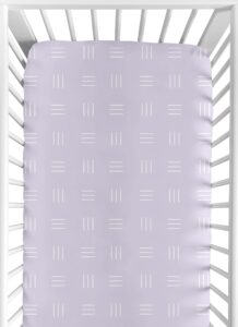 sweet jojo designs lavender purple boho mudcloth girl fitted crib sheet baby or toddler bed nursery - light lilac and white bohemian woodland tribal southwest mud cloth hatch triple line shabby chic