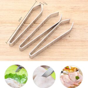 3 Pcs Fish Bone Tweezers Handmade Precision Tweezers for Kitchen Restaurant Home Flat Tip Pig Hair Removal Tool