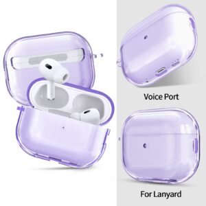 AIRSPO Airpods Pro 2nd Generation Case Cover, Clear Soft TPU Protective Cover Compatible with Apple AirPods Pro 2 Wireless Charging Case with Keychain and Lanyard (Clear Purpl)