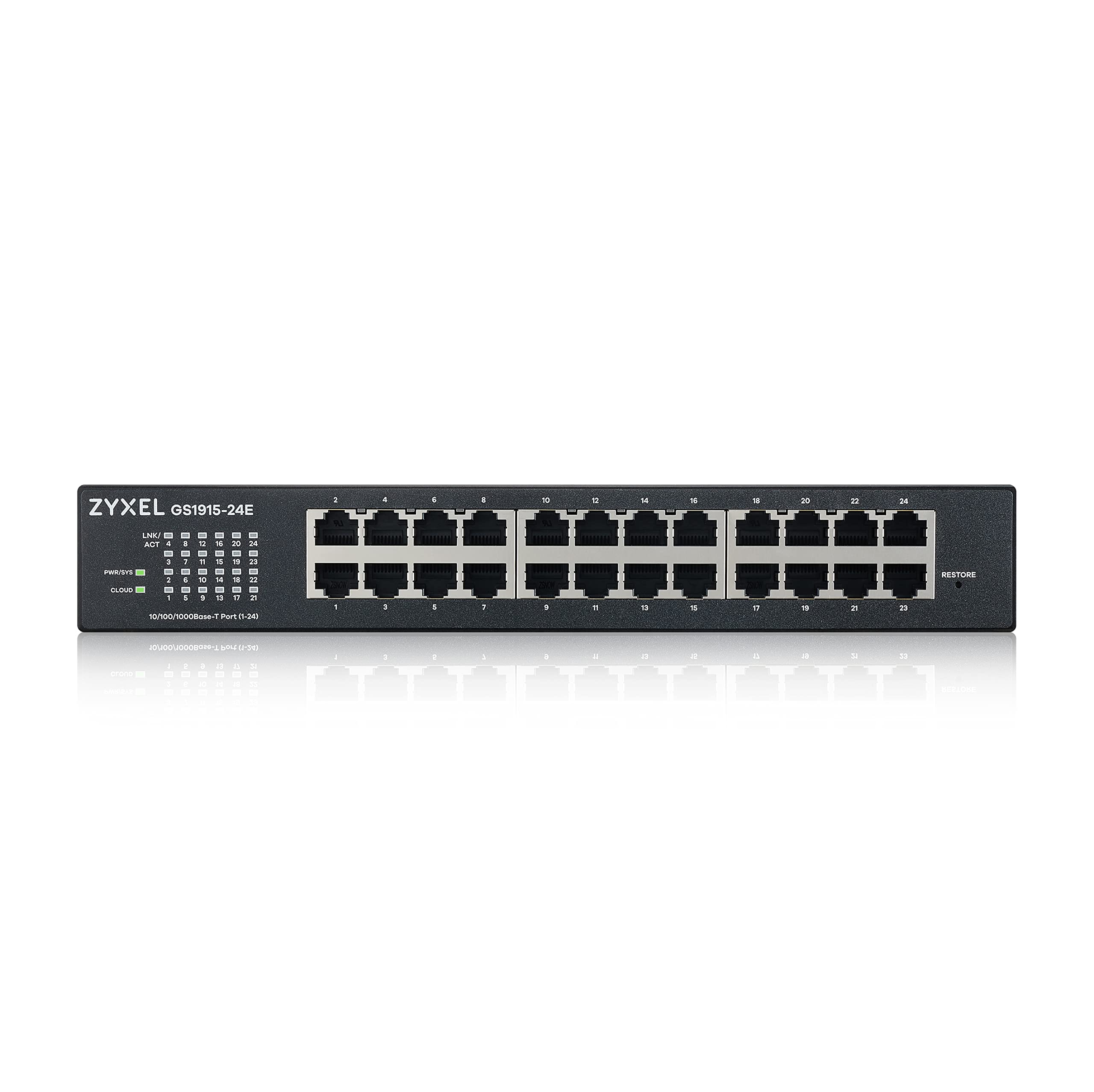 ZYXEL 24 Port Switch Gigabit Ethernet Smart (GS1915-24E) - Managed, Optional Nebula Cloud, Desktop or Wall Mount, Limited Lifetime Protection