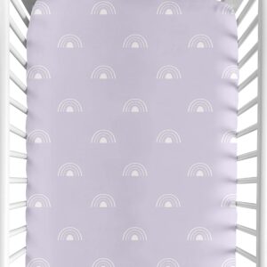 Sweet Jojo Designs Lavender Purple Boho Rainbow Girl Fitted Crib Sheet Baby or Toddler Bed Nursery - Light Lilac and White Celestial Sky Outdoors Nature Girl Shabby Chic