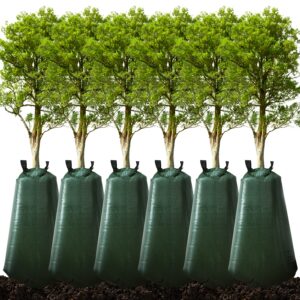 20 gallon tree watering bags, 6 pack slow release watering bag with zipper, premium pe drip irrigation system for trees, reusable, 3-8 hours releasing time