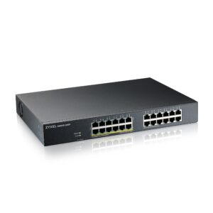 ZYXEL 24 Port PoE Switch Gigabit Ethernet Smart (GS1915-24EP) - Managed, with 12x PoE+ @ 130W, Optional Nebula Cloud, Rackmount, Limited Lifetime Protection