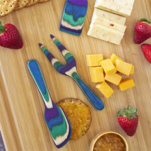 Totally Bamboo Baltique Mumbai Collection 3 Piece Cheese & Charcuterie Tool Set, Colorful Wooden Cheese Knife Set