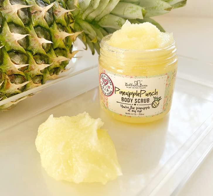 Bella & Bear Pineapple Body Scrub Exfoliator - Vegan Travel Size (3.4oz)