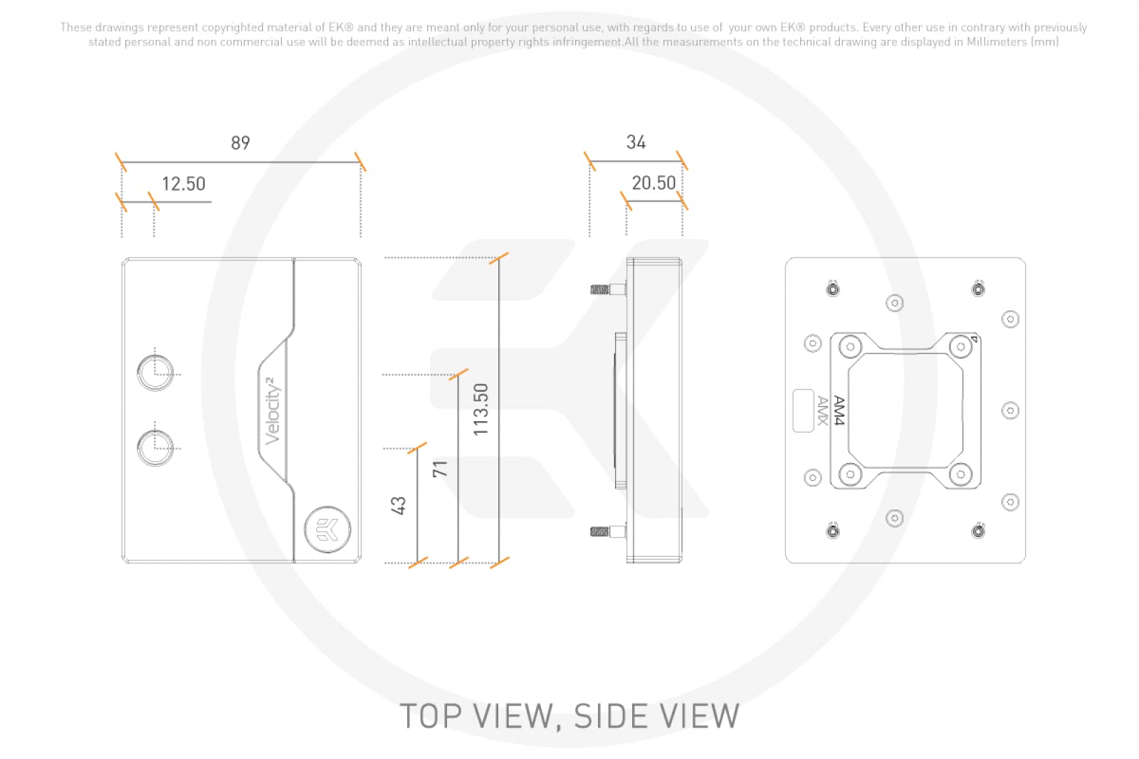 EKWB EK-Quantum Velocity 2 CPU Water Block, AM5, D-RGB, Nickel + Plexi