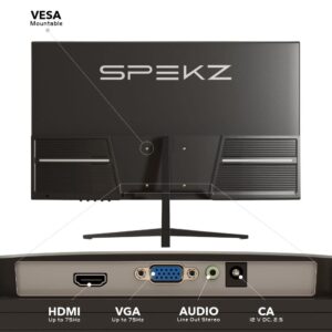 SPEKZ 24 Inch Computer Monitor, FHD PC Monitors 1920 x 1080p IPS Display 75Hz, HDMI, VGA, 5ms Response Time, 75 x 75 mm Mountable, Frameless (EM-024)