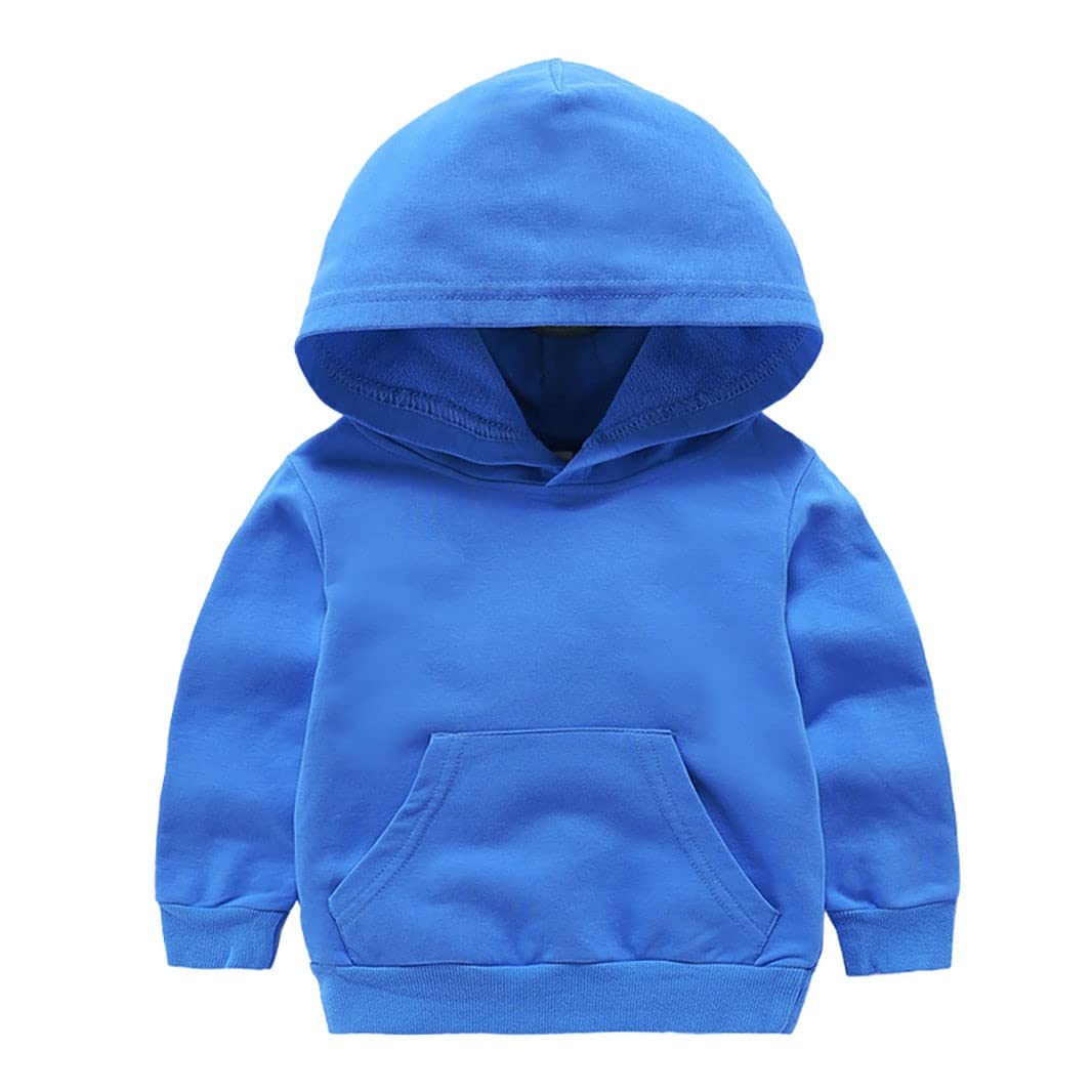 HDLEXD Toddler Baby Boys Girls Long Sleeve Basic Solid Hoodie Sweatshirt Casual Sports Pullover Tops with Pockets Royal Blue 2T