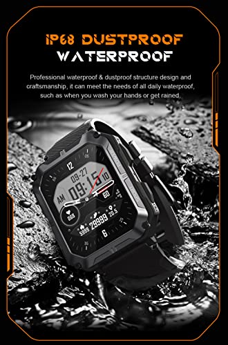 Seiconer Tactical Military Sports Smart Watch for Men,5ATM/IP68 Waterproof Fitness Tracker Heart Rate Blood Pressure SpO2 Sleep Monitor, 1.71" Big Screen Compatible with Android&iOS