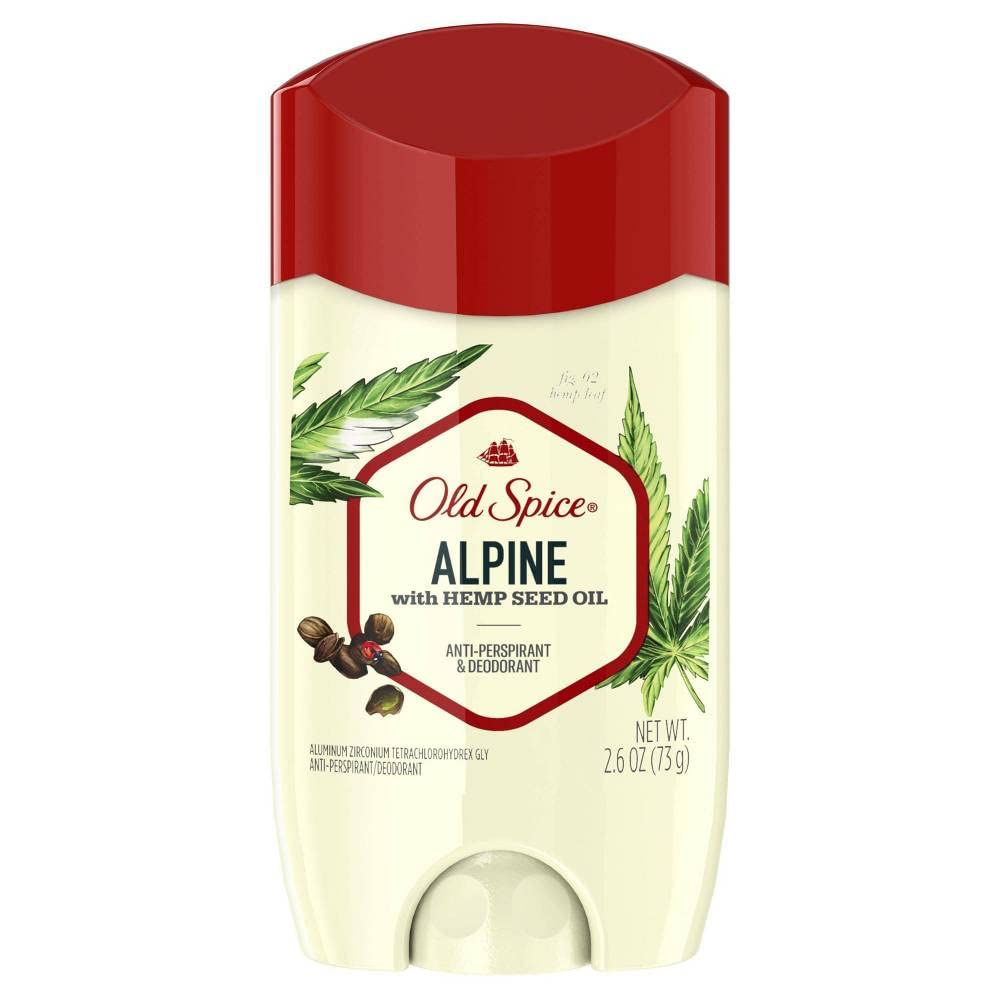 Old Spice Antiperspirant Deodorant, Alpine with Hemp Seed Oil 2.6 oz (Pack of 3)