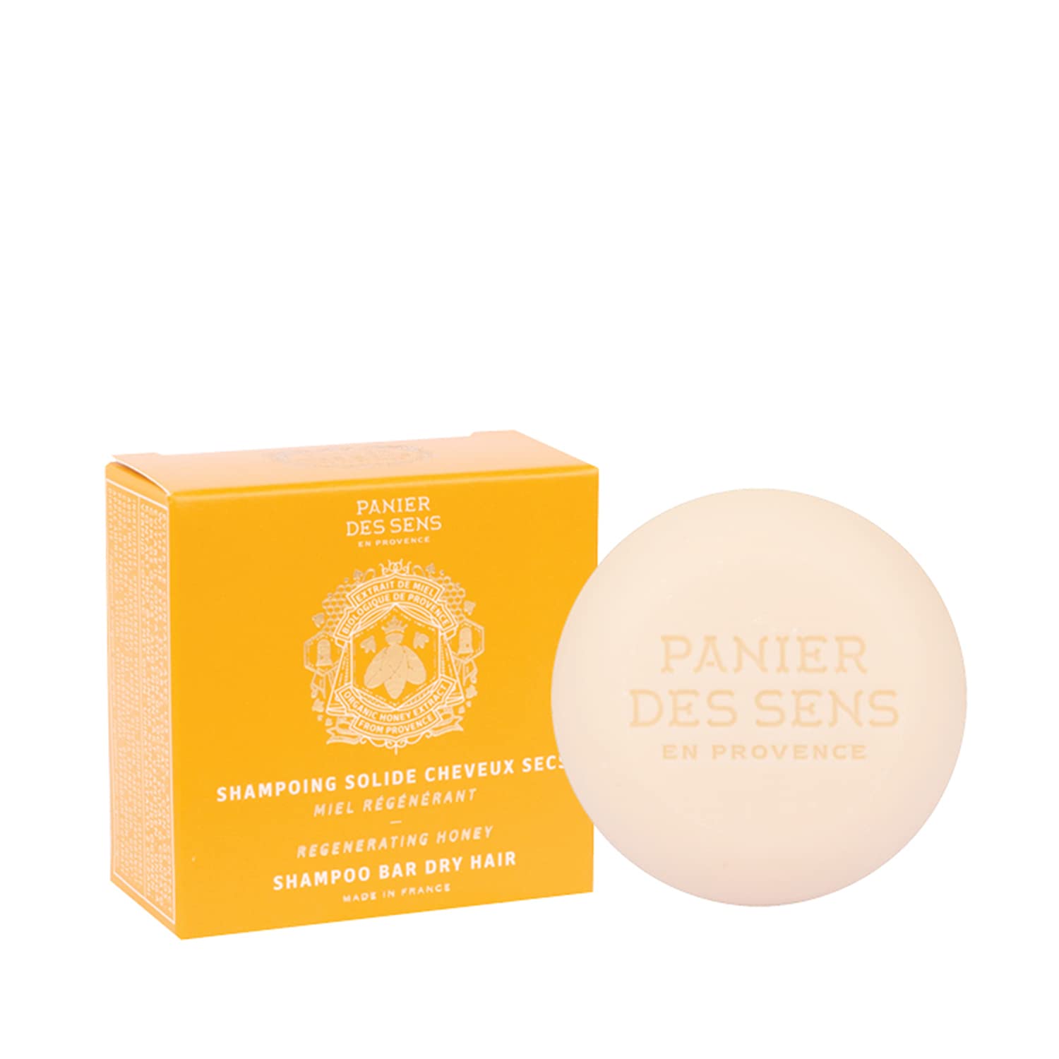 Panier des Sens - Shampoo Bar for Dry Hair – Honey Bar Shampoo with Organic Honey Extract from France - Gentle, Ultra-Foaming Solid Shampoo – Natural Shampoo Bar, Eco-Friendly, Silicone Free - 2.6 oz