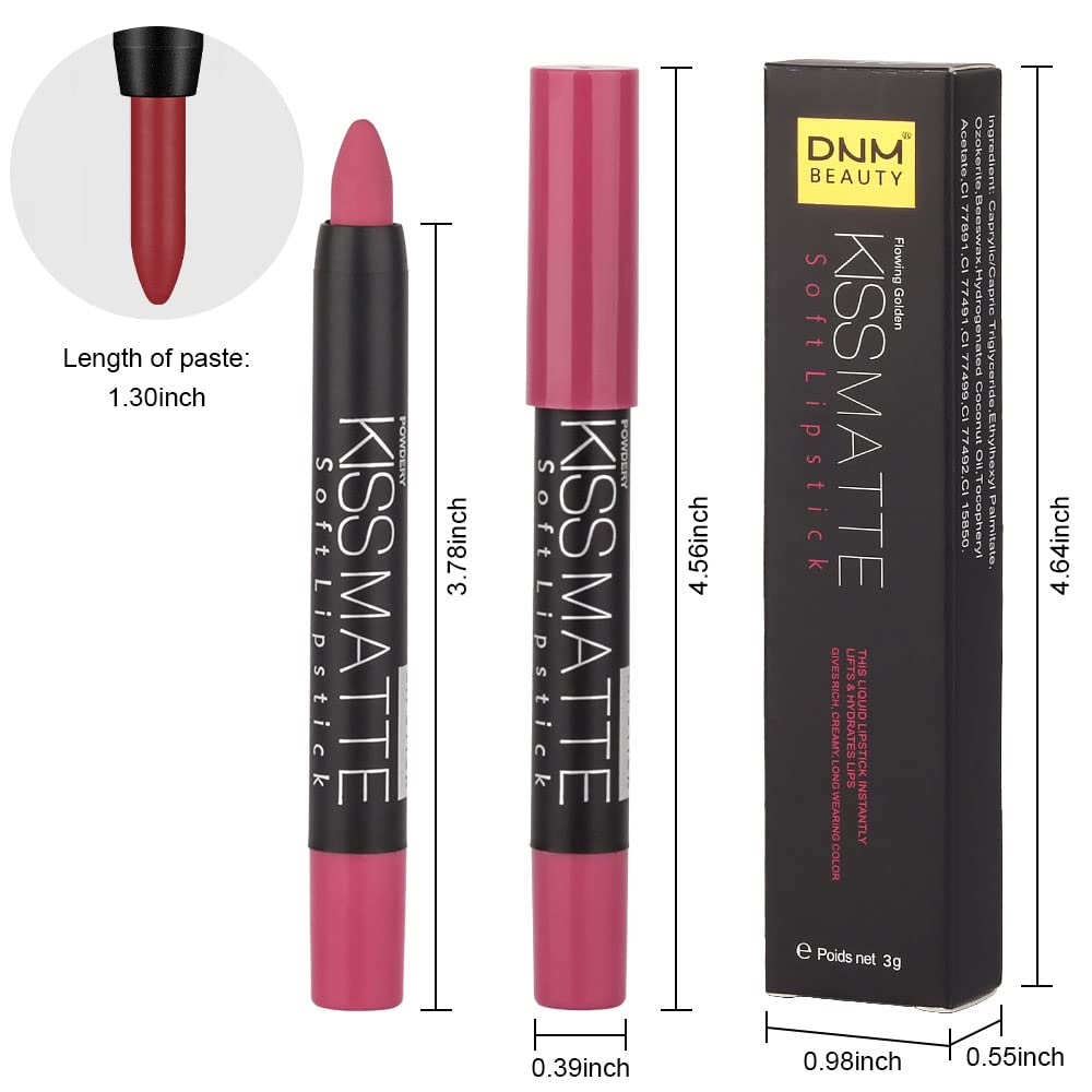 BINGBRUSH 3 Colors Moisture Smooth Lipstick Pack Set, Matte Color Stick Ultimate Lip Crayon for Makeup Collection - Nourishing Waterproof Velvet Lipgloss Lip Stain (13#,15#,16#)